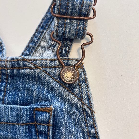 Levi Strauss Denim Floral Embroidered Shortalls Overalls 12 Months - Picture 7 of 10